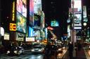 Times Square at night -- all neon and flashing lights.